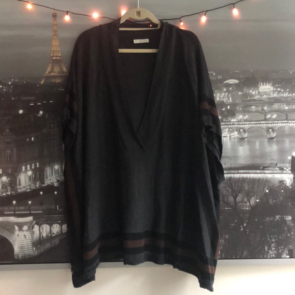 V-Neck Stripe Poncho